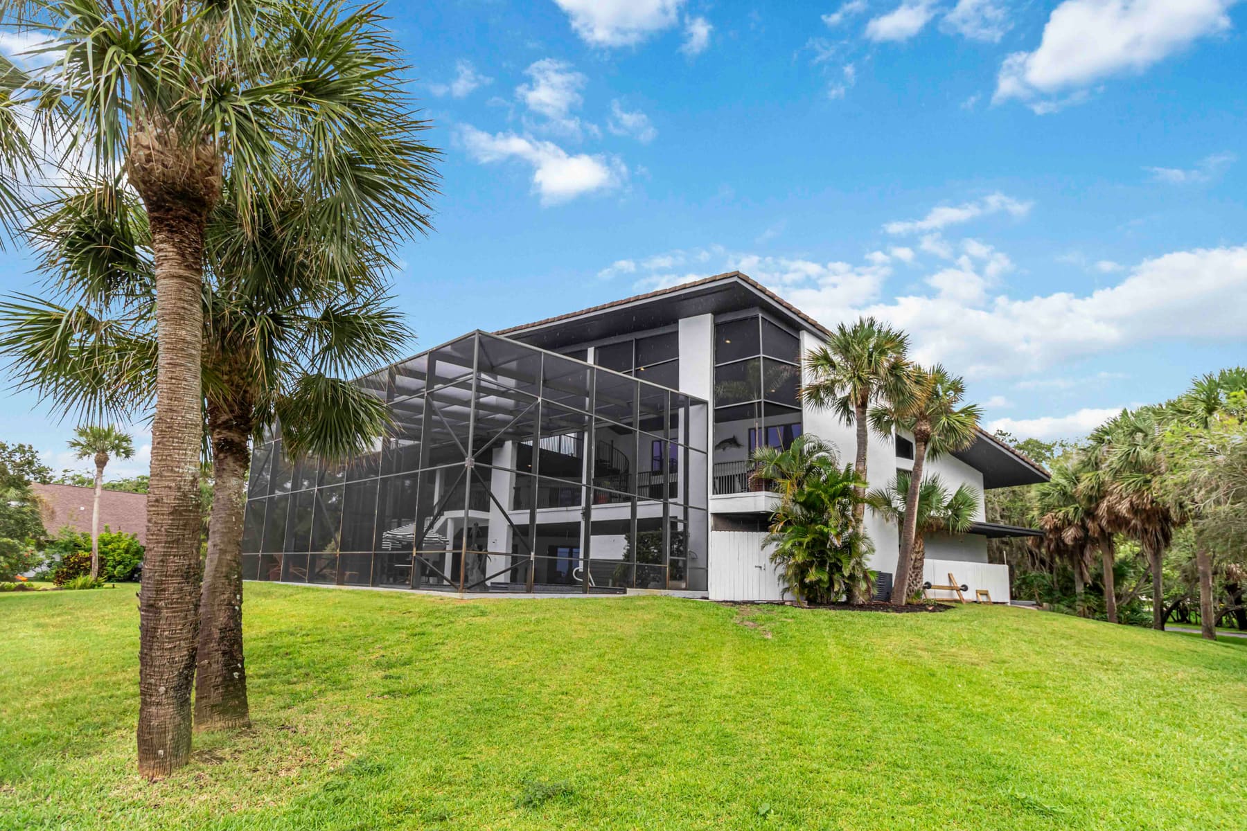 Rear elevation of 110 Barnacle Place seen from the Indian River